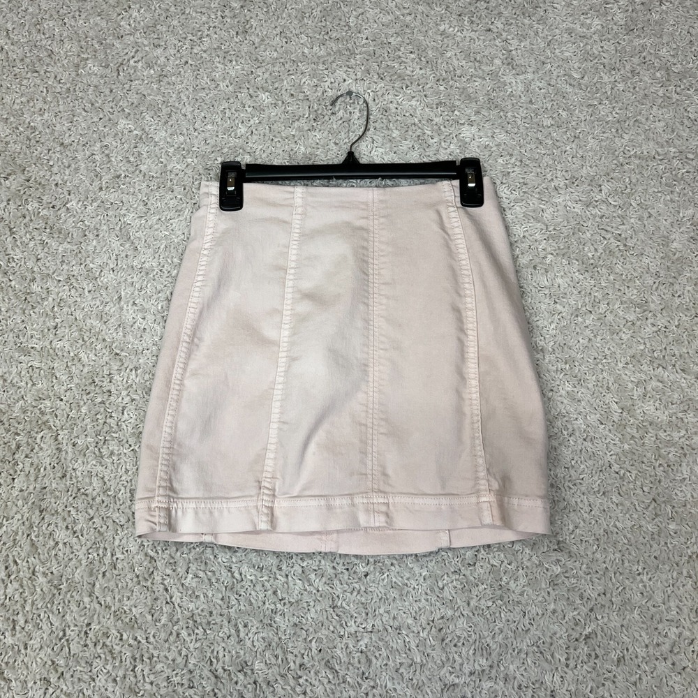 Free People Pink Mini Skirt Modern Femme Womens Size 4 Back Zip Feminine